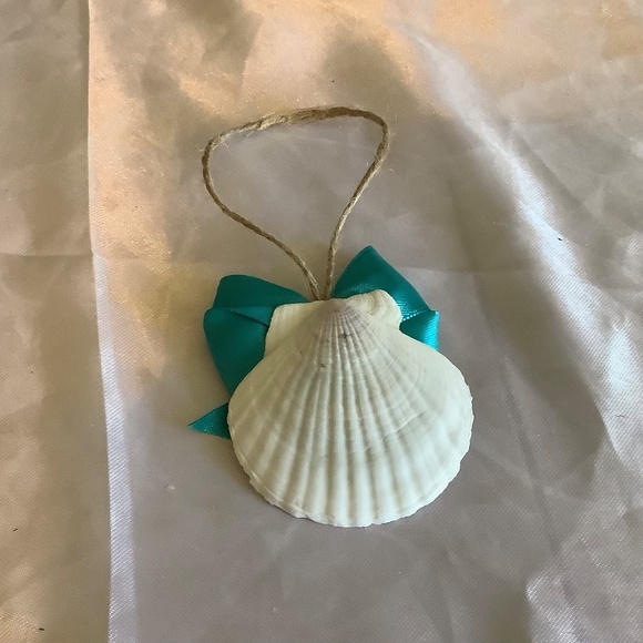 Scallop seashell Christmas tree ornaments set of 4 - Picture 4 of 8